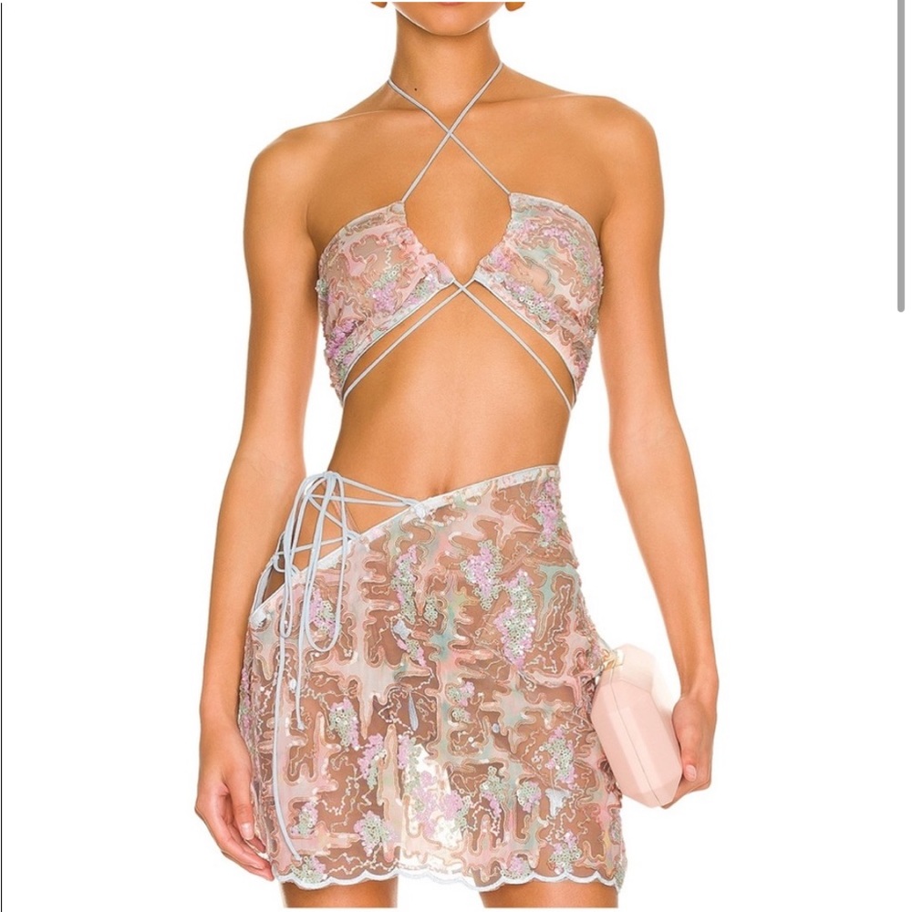 For Love & Lemons Monique Bra Top & Skirt set